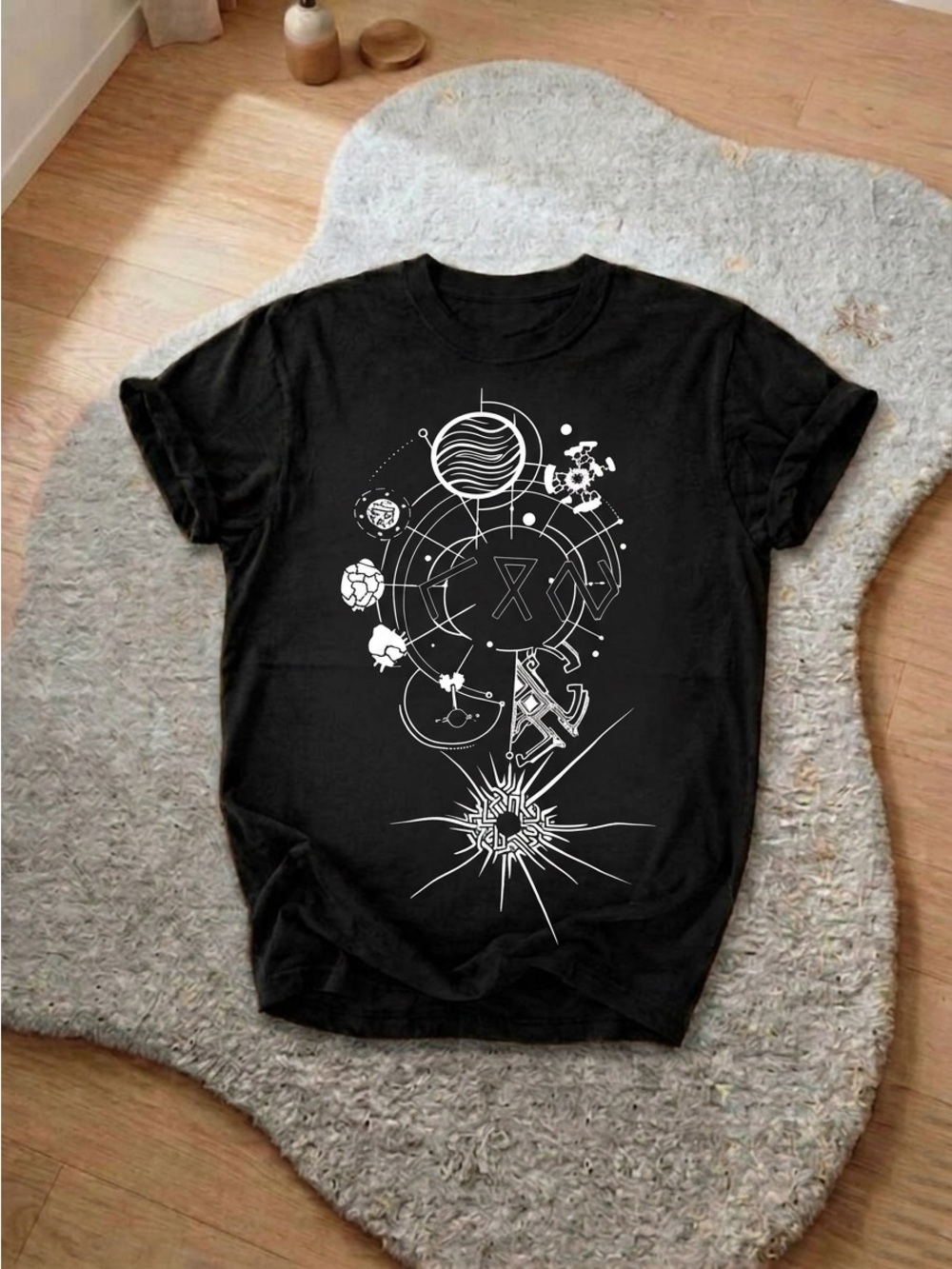 Astronaut Hourglass Cosmic Shirt, Sci-Fi Graphic Print Crewneck T-Shirt